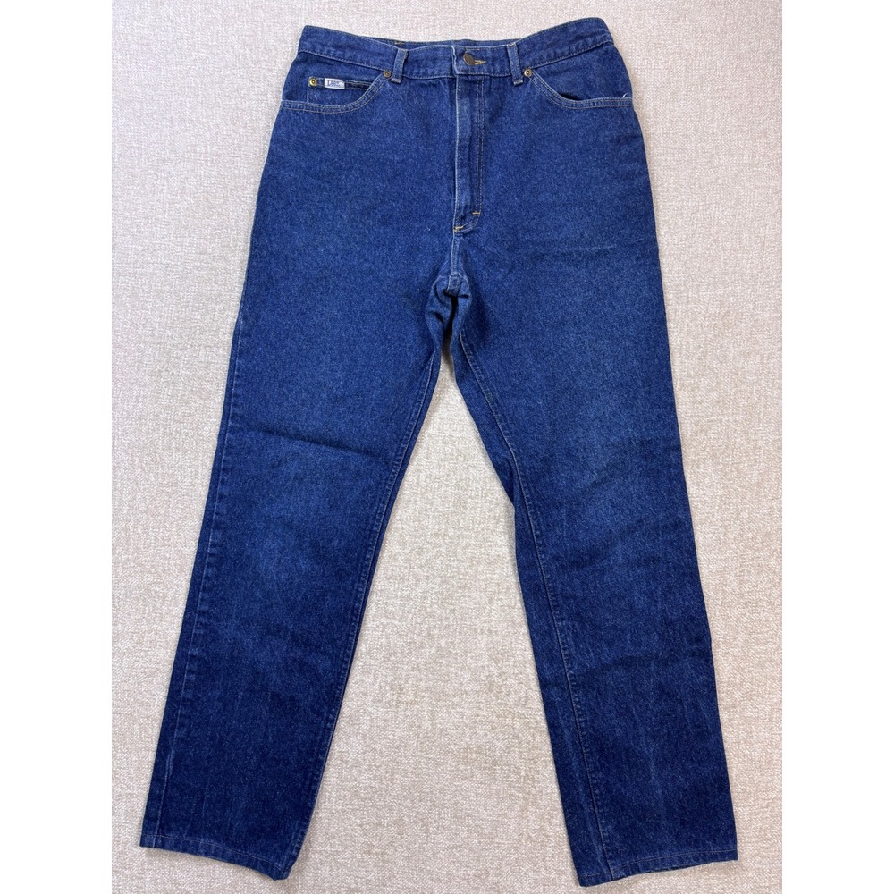 Vintage Lee Genuine Jeans Mens 34x34 Dark Wash Straight Leg Denim Made in USA